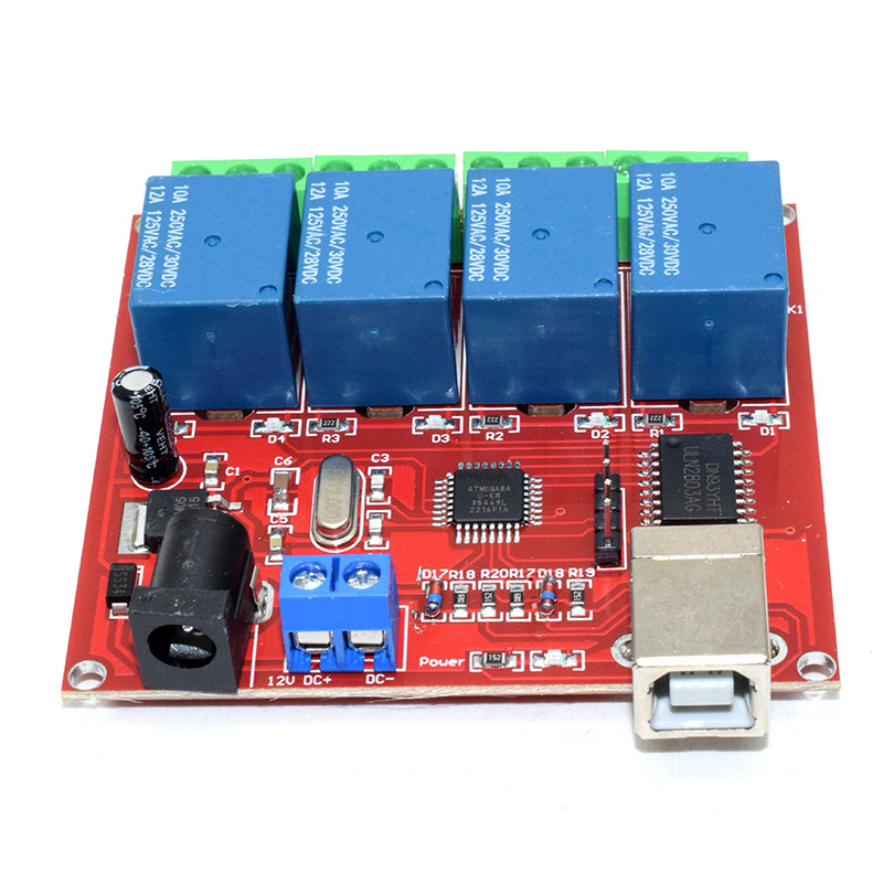 USB Control Switch 4-Channel 12V Relay Module