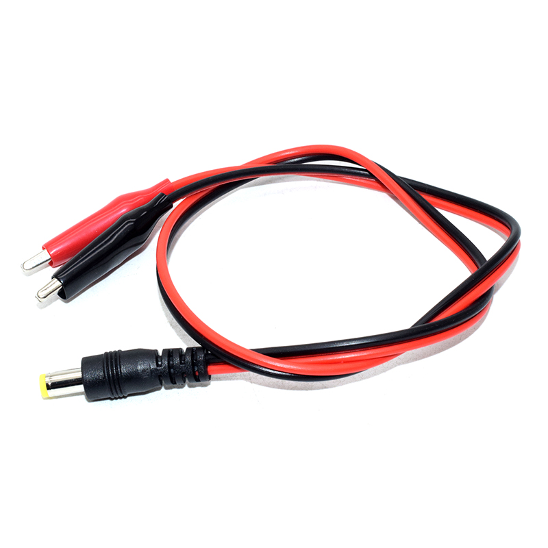 5.5 x 2.1mm DC Power Plug Alligator Clip Test Lead Cable - Red + Black