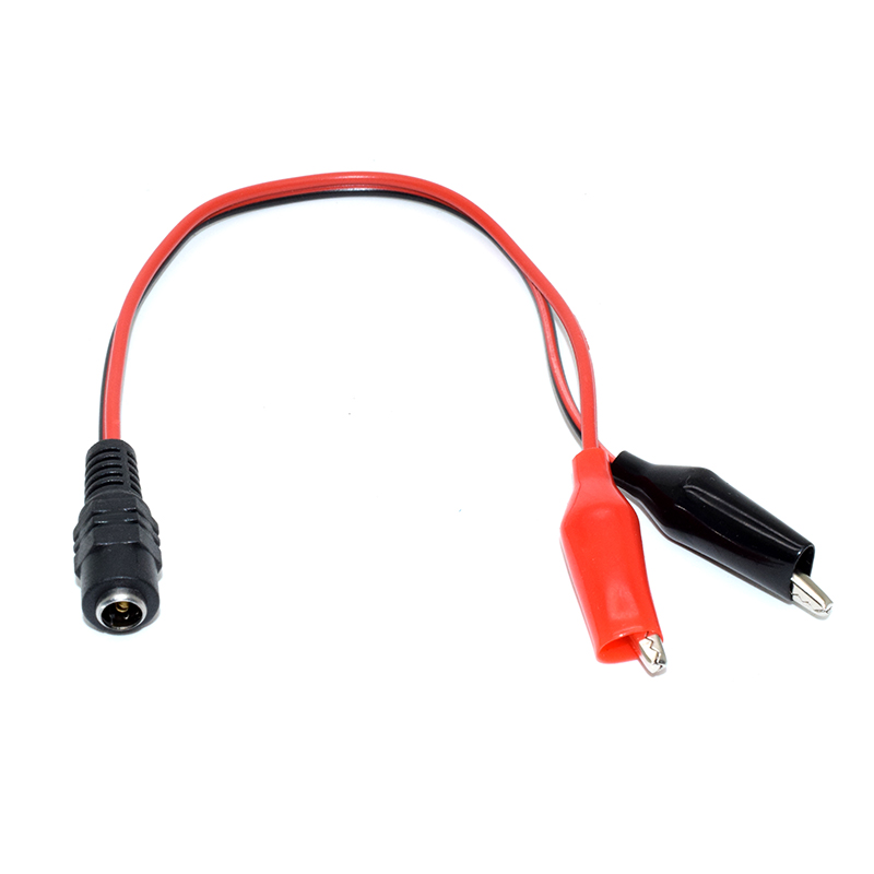 5.5x2.1mm DC Barrel Jack to Dual Alligator Clips Connector Cable Adapter