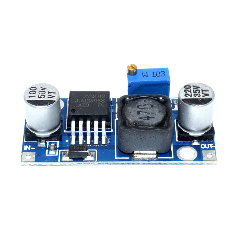 LM2596S; small DC-DC adjustable power supply; a step-down module; the positioning hole; indicating lamp