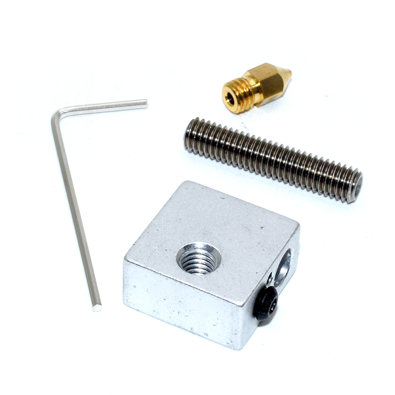 3D printer accessories aluminum heating block/1.75mm supplies threaded pipe/0.4mm nozzle/1.5mm Wrench Set