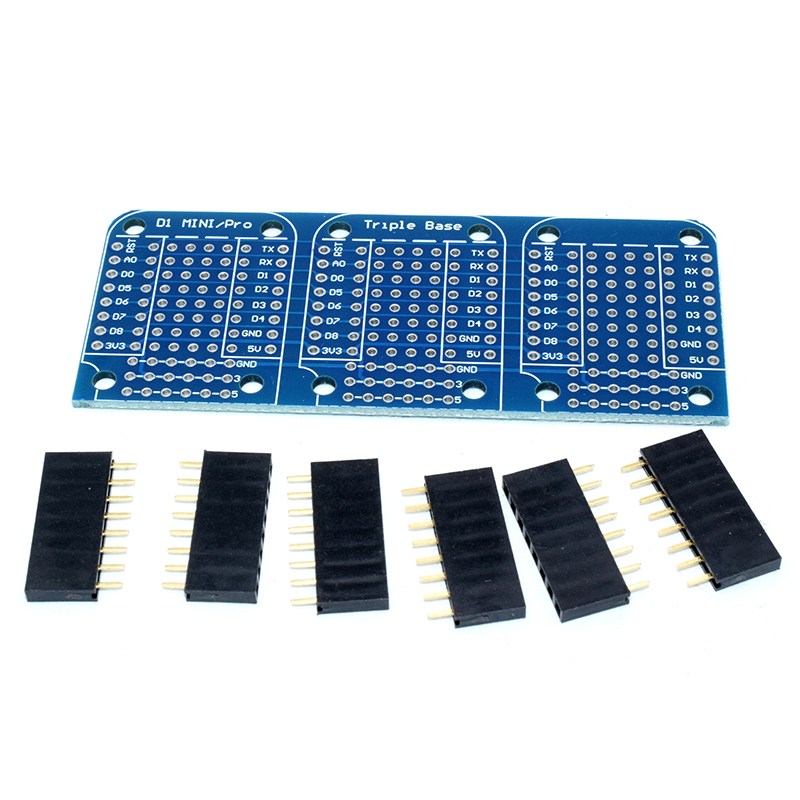 Triple Shield For WeMos D1 Mini Dua Sided Perf Board