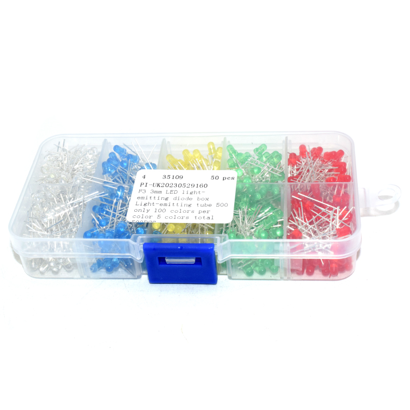 F3 3mm LED light-emitting diode box Light-emitting tube 500 only 100 colors per color 5 colors total 500PCS