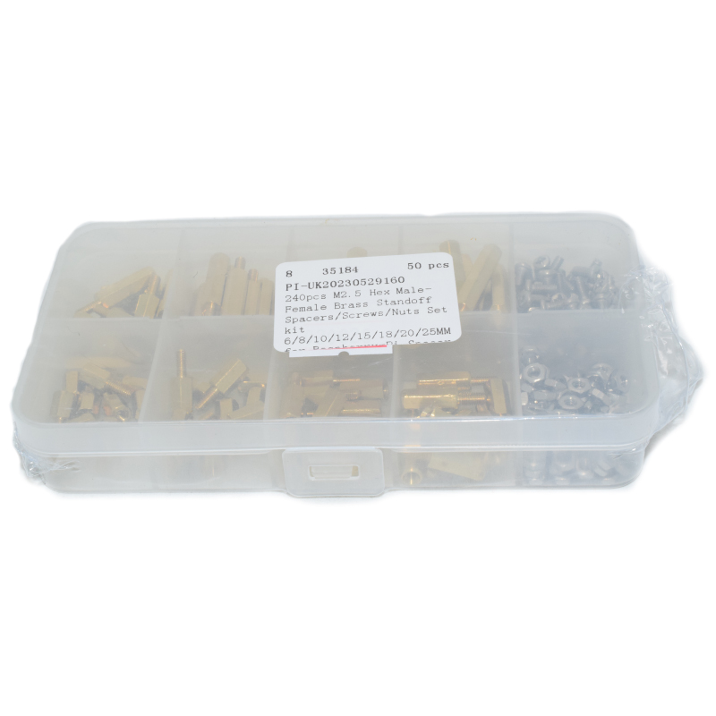 240pcs M2.5 Hex Male-Female Brass Standoff Spacers/Screws/Nuts Set kit 6/8/10/12/15/18/20/25MM for Raspberry-Pi Spacer