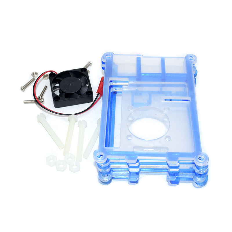 9pcs Platform Combine With Fan For RPI4 (black/blue/green/orange/red/tea black/blue black/red black/tea white/transparent black)