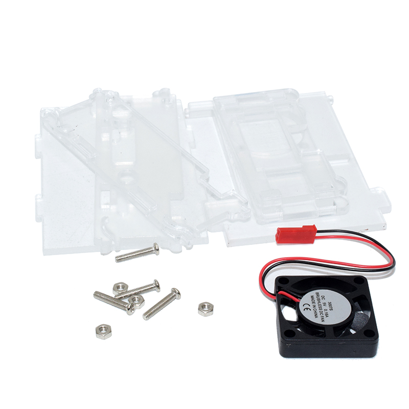 6pcs Platform Combine With Fan For RPI4 ( Black/Transparent)