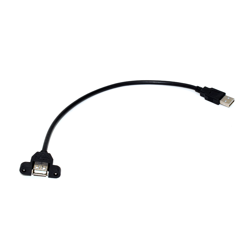 30CM USB 2.0 Male to Female Extension Cable with Panel Mount Screw hole lock connector adapter connector for computer
