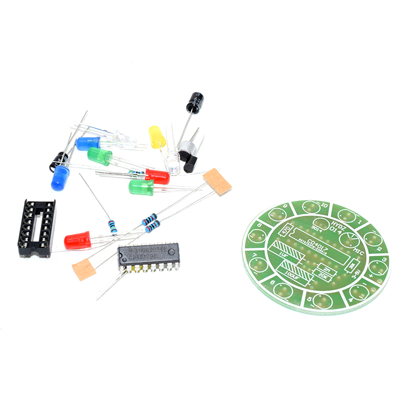 Fun 4017 colorful sound-activated rotating LED lights, circuit board making diy kit, electronic diy making parts(Spare parts)