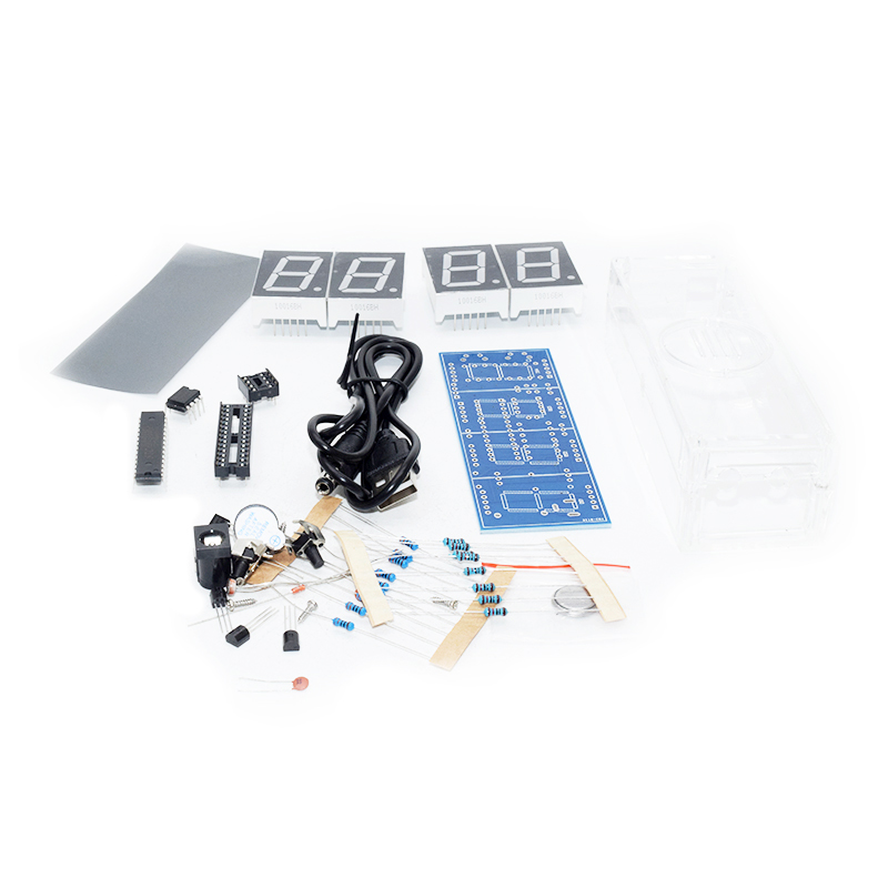 Red 51 single-chip digital clock display kit light control, 1 inch LED digital tube electronic clock, DIY parts with shell