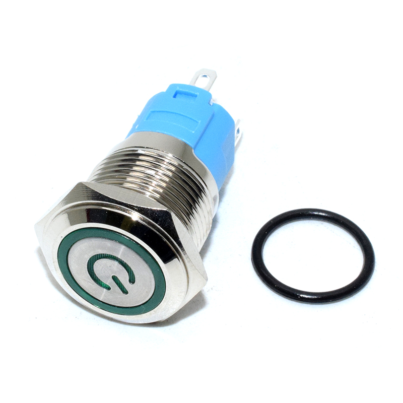 Power Sign/16mm 12-24V no-SelfLock/no-latching Switch Button Red/Green/Blue/Yellow