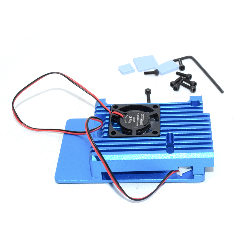 Raspberry pi 4 metal heatsink blue with 1 fan