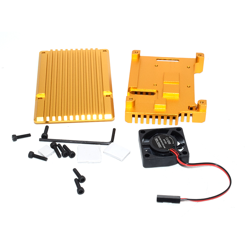 Raspberry pi 4 metal heatsink golden with 1 fan