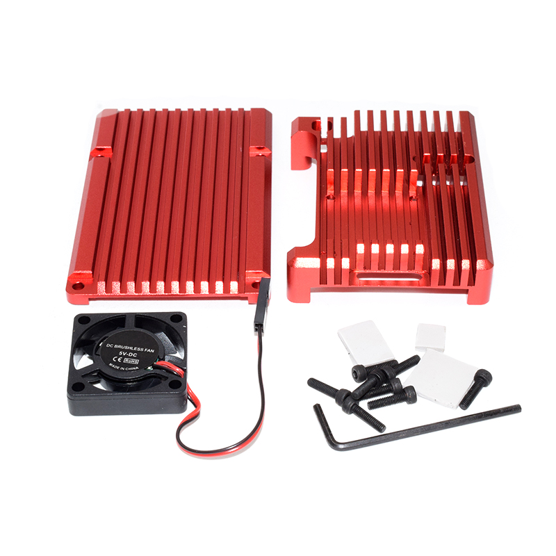 Raspberry pi 4 metal heatsink red with 1 fan