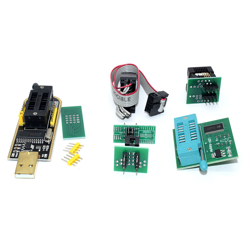 Flash EEPROM BIOS programador USB CH341A + SOIC8 Clip + 1.8 V memoria Flash SPI SOP8 DIP8 Adaptador + SOIC8 adaptador SOP8 a DIP8 Kit quemador