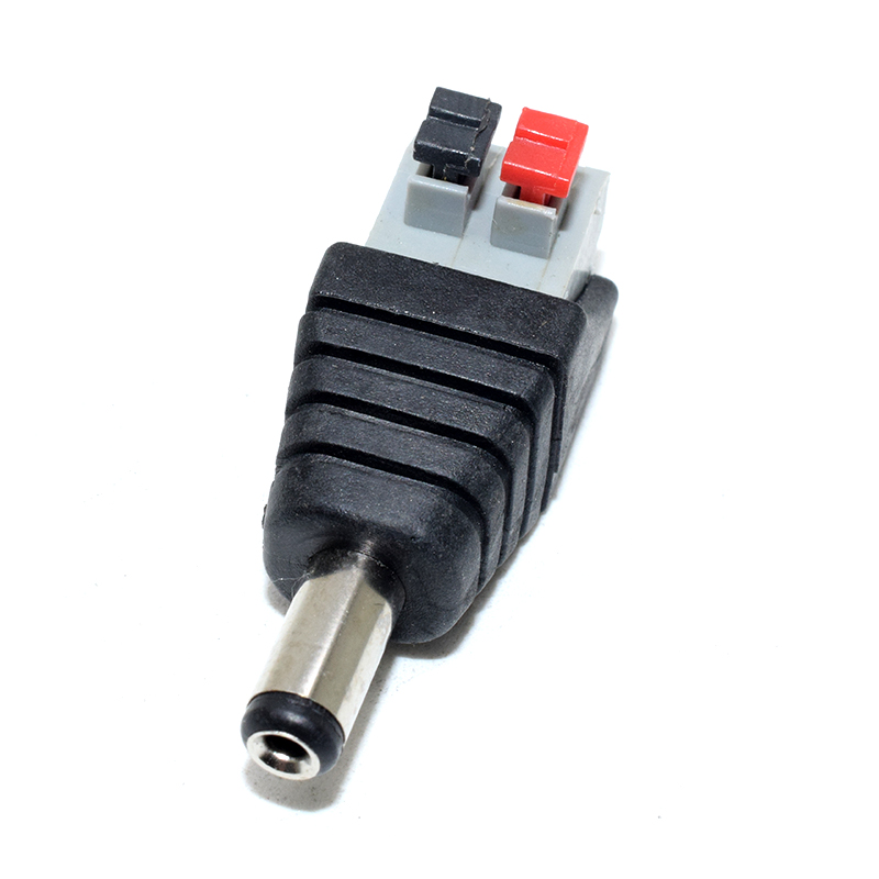 Black/Grey Spring Terminal Connector T0 DC Power 5.5*2.1 Adapter Male