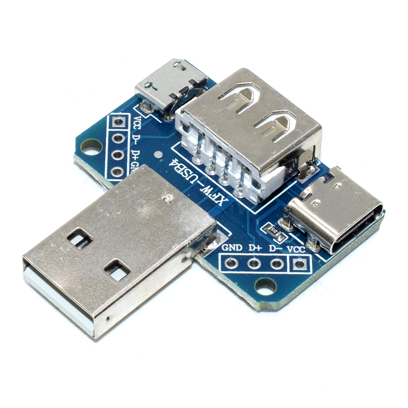 Multiple USB Adapter Micro USB Board Male To Female 4P Type-C USB Converter