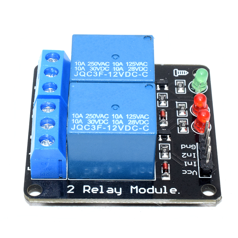 2-Channel 3.3V/5V/12V/24V Relay Module Expansion Board - Black + Blue