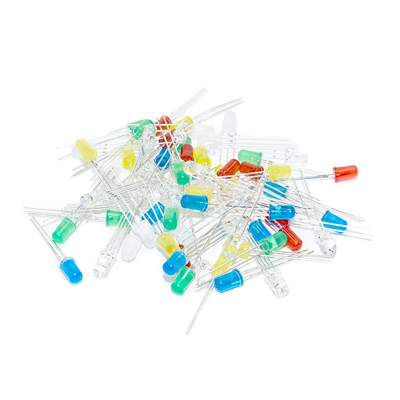 F5 DIP LED kits, 10pcs 0f 7kinds: Red,Green,Yellow,Blue,White,RG Dual, RGB.