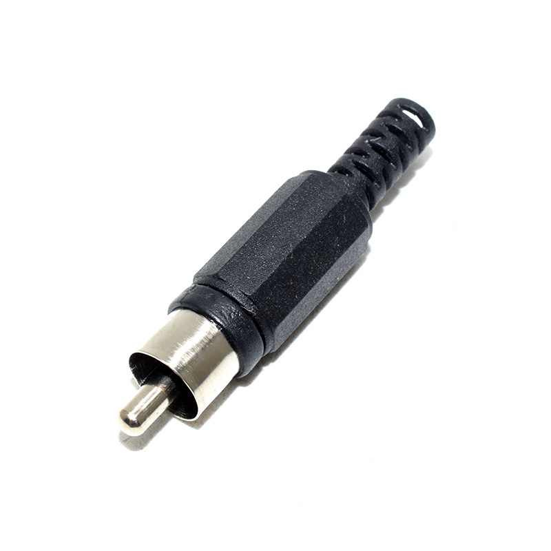 Black Solder RCA Male Plug Audio Video Adapter Connector