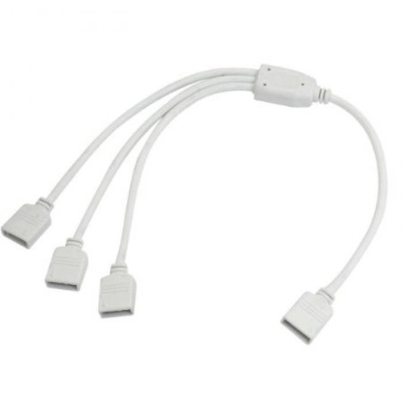RGB LED tape Connector 1 to 3 plug power Splitter Cable 4pin needle female Connector wire for RGB Led Strip Light White