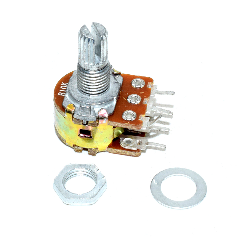 WH148 Linear Potentiometer 15MM Shaft With Nuts Washers Dual Line 6Pin WH148 B1K B2K B5K B10K B20K B50K B100K B250K