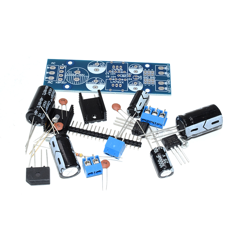 AC5-12V to DC5V/12V two channel output LM7805+L7905 voltage regulator module 7805 voltage regulator kit voltage regulator module
