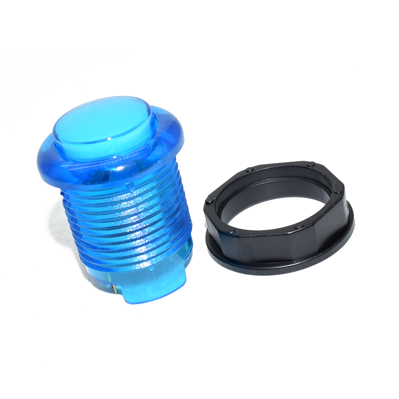 28mm arcade Transparent push Button with 5V Super bright LED - BLUE