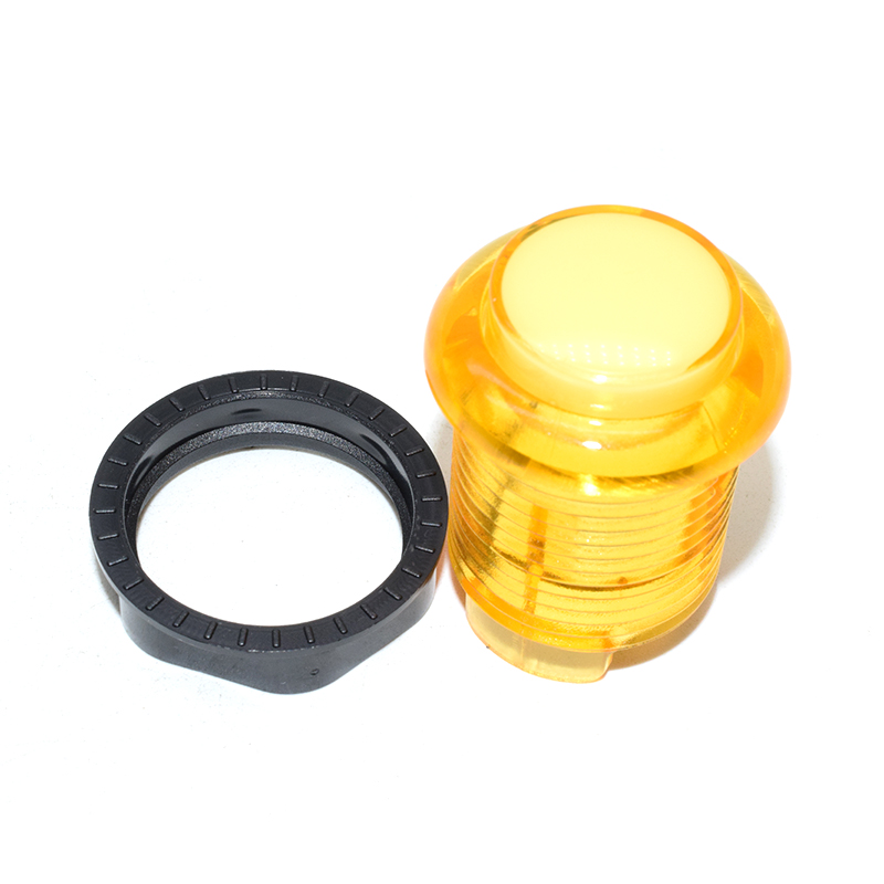 28mm arcade Transparent push Button with 5V Super bright LED - Yellow
