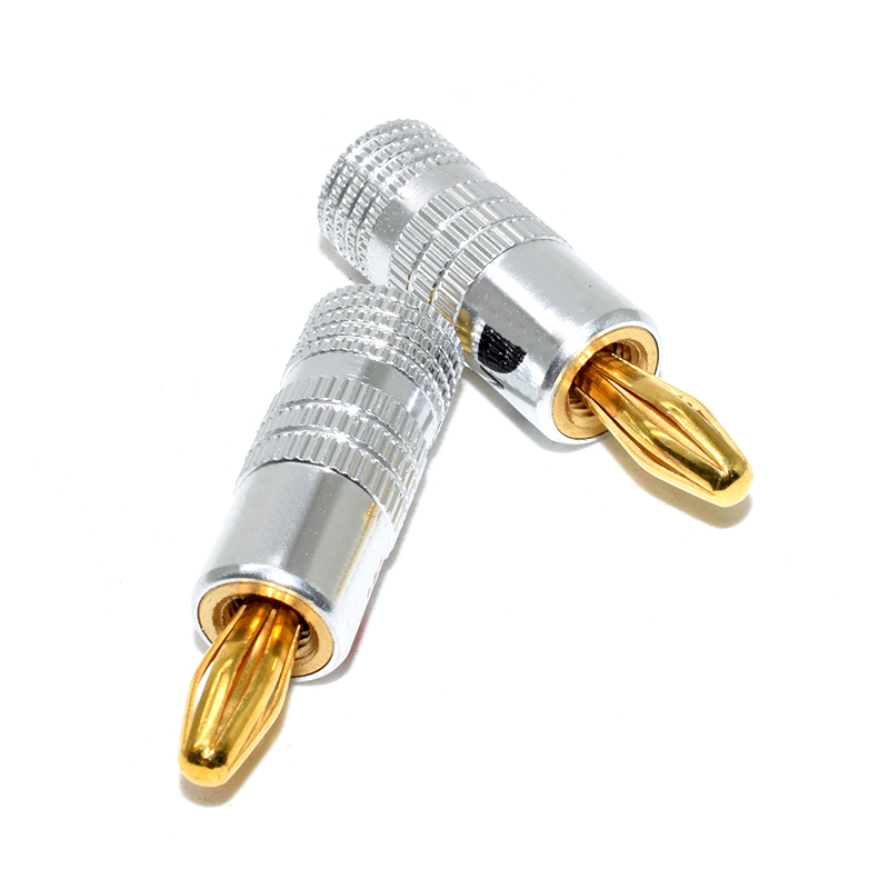 BANANA PLUGS 24K Gold-plated 4MM Banana Connector with Screw Lock For Audio Jack Speaker Plugs Black&Red