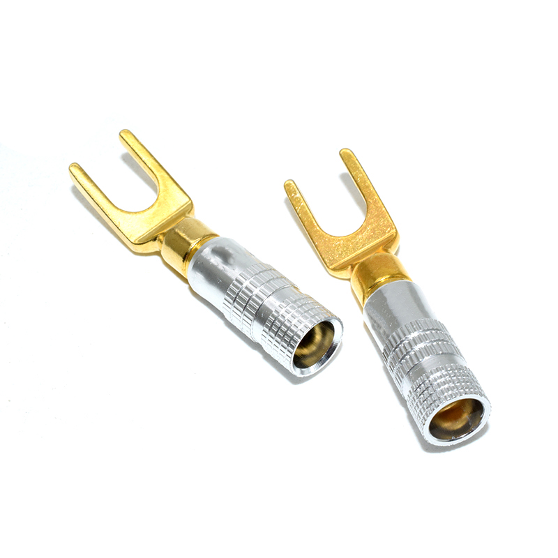 Nakamichi Y/U- type Banana Plugs Set Gold-Plated Wire Connectors Fork Spade Speaker Plug Adapter Audio Connectors Set