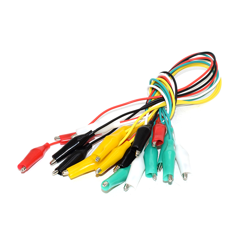 Middle Size Test leads, alligator clips cable, two-headed 5 colors, 10pcs 50CM Length