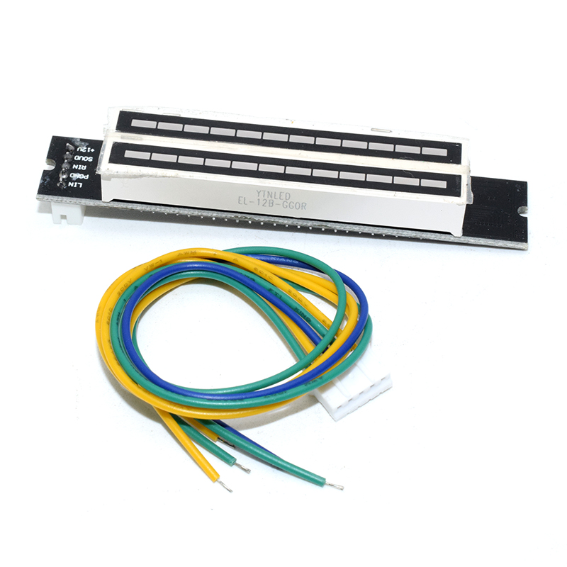 DC 12V Mini Dual 12-bit LED Music Level Indicator Adjustable Light Speed VU Meter Stereo Amplifier Board with AGC Mode