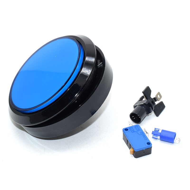 Blue 100mm Flat Round 12V illuminated LED arcade Push Button with Microswitch For JAMME MAME DIY Games Cabinets Vending machine