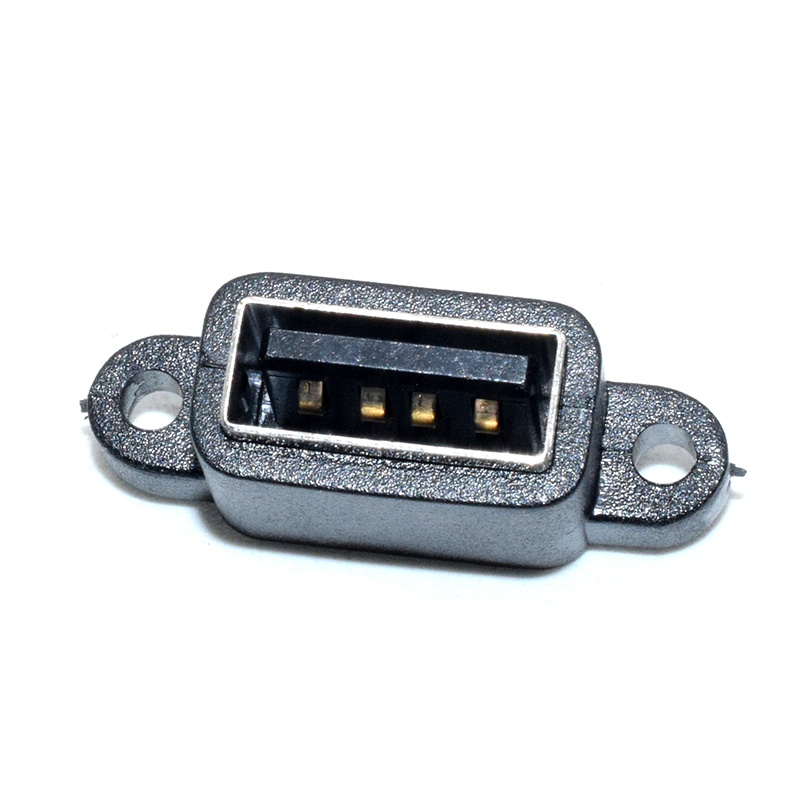 Waterproof USB a female / 4P 180 degree short body with ears 10.0mm waterproof USB female seat / waterproof IP67