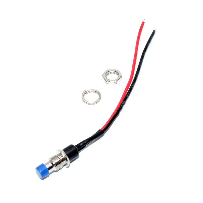 PBS-110 ON/OFF Push button Black Mini Lockless Momentary Switch With 10CM Cable Blue/Black/Yellow/Green/Red
