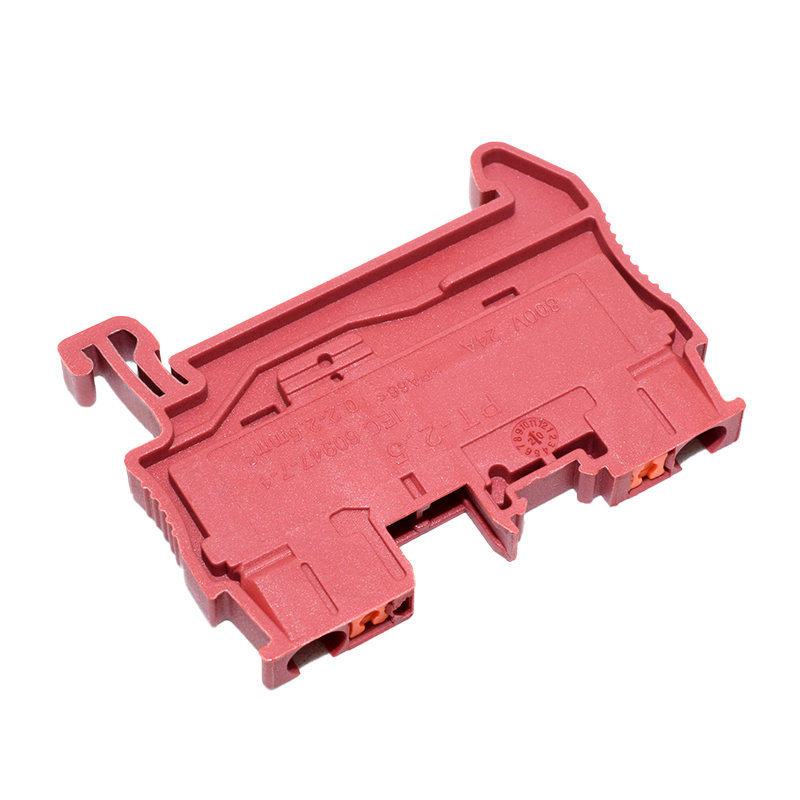 Red Din Rail Terminal Block PT-2.5 Push In Terminal Connector Spring Screwless Electrical Wire Conductor Terminal Block PT2.5