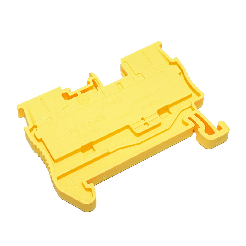 Yellow Din Rail Terminal Block PT-2.5 Push In Terminal Connector Spring Screwless Electrical Wire Conductor Terminal Block PT2.5