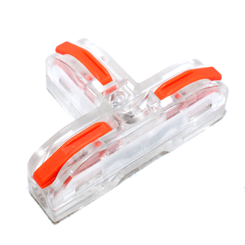 Orange/Transparent T-Type Wire Connector Quick Splitter Universal Wiring Cable LED Distribution Terminal Push-in Fast Power Electrical Conector
