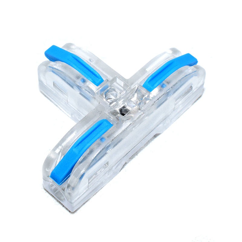 Blue/Transparent T-Type Wire Connector Quick Splitter Universal Wiring Cable LED Distribution Terminal Push-in Fast Power Electrical Conector