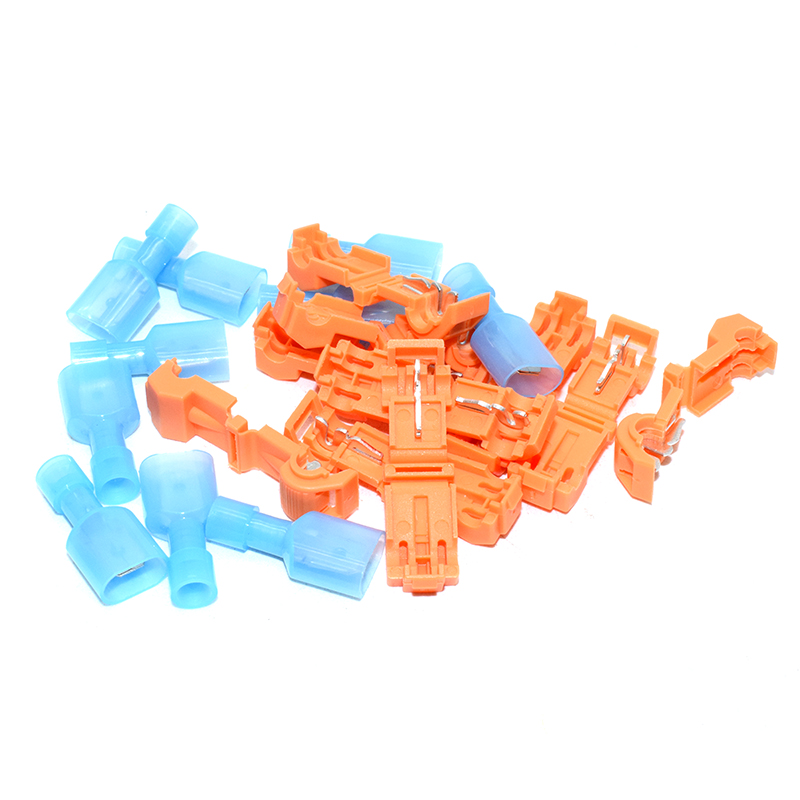 Orange T5 1.5-2.5mm2 Cable / T-Tap Wire Connector Self-Stripping Quick Splice Electrical Wire Terminals Insulated Quick Disconnect Spade Terminal For Hard Wire
