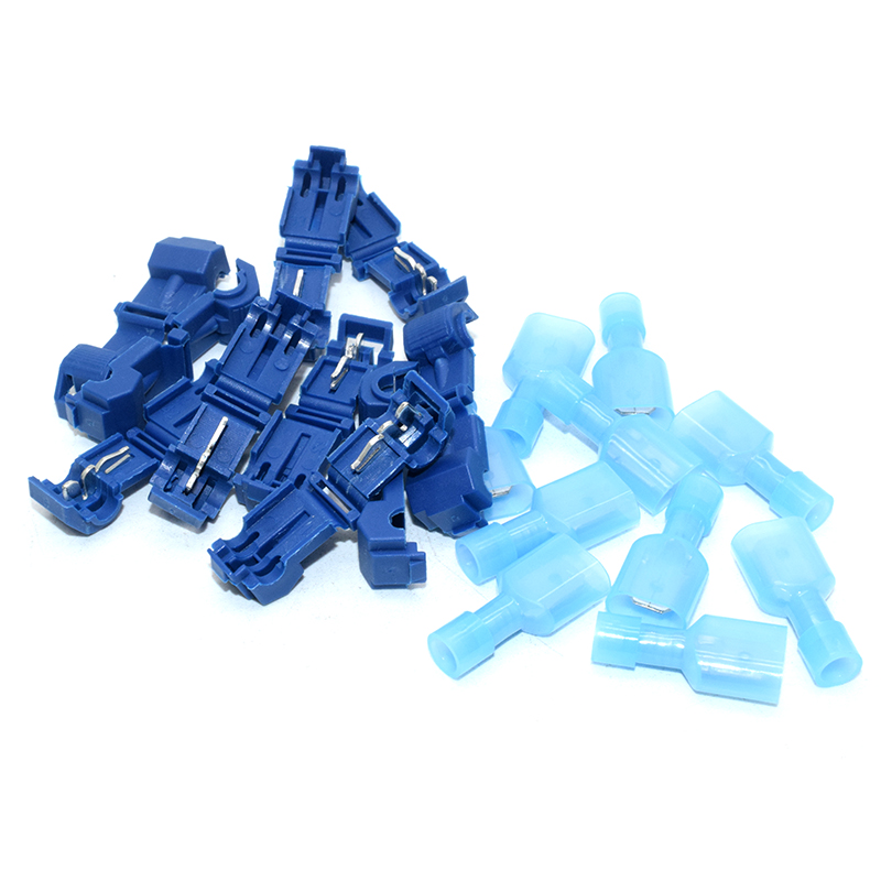 Blue T2 1.5-2.5mm2 Cable / T-Tap Wire Connector Self-Stripping Quick Splice Electrical Wire Terminals Insulated Quick Disconnect Spade Terminal For Soft Wire