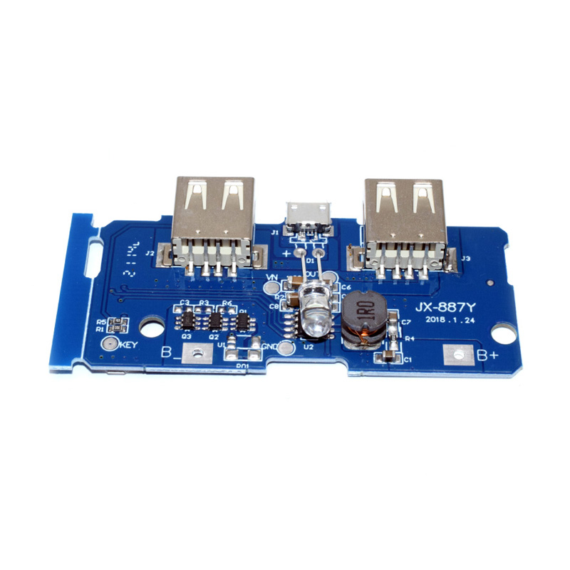 Dual Micro USB 3.7v to 5V 2A Mobile Power Bank DIY 18650 Lithium Battery Charger PCB Board Boost Step Up Module With Led
