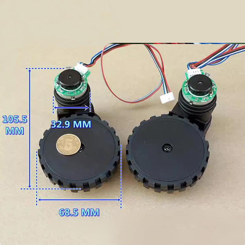 1 Pair Gear Motor for Sweeping Robot DC 12V 100MA Plastic Gearbox Coded Speed DC Gear Motor Wheels,Left & Right,Gear Ratio 1:63
