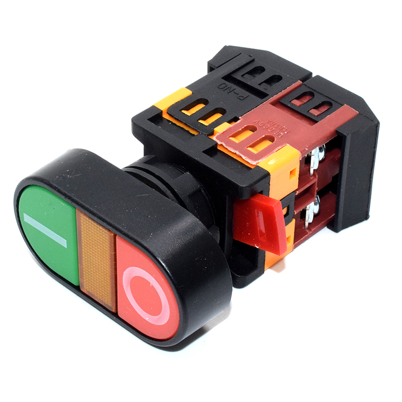 Self Reset Yellow Indicator Double Push Button Switch