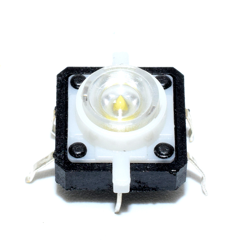 White LED 12V 12x12dip Illuminated Tactile switch with transparent button