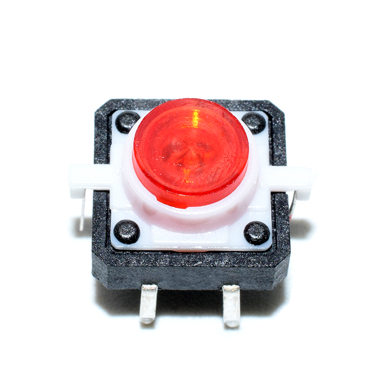 Red LED 12V 12x12dip Illuminated Tactile switch with transparent button