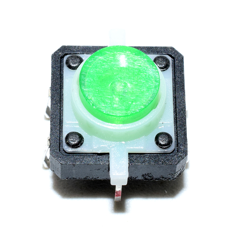 Green LED 12V 12x12dip Illuminated Tactile switch with transparent button